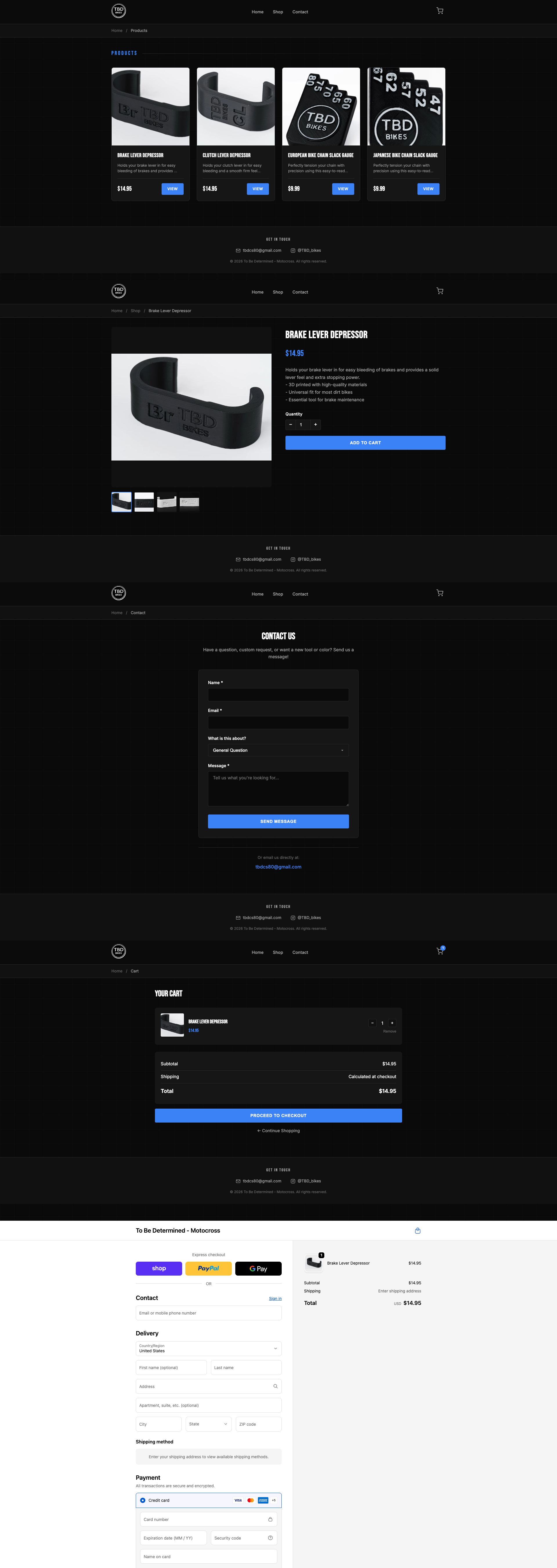 TBD Bikes Custom Shopify Store Design